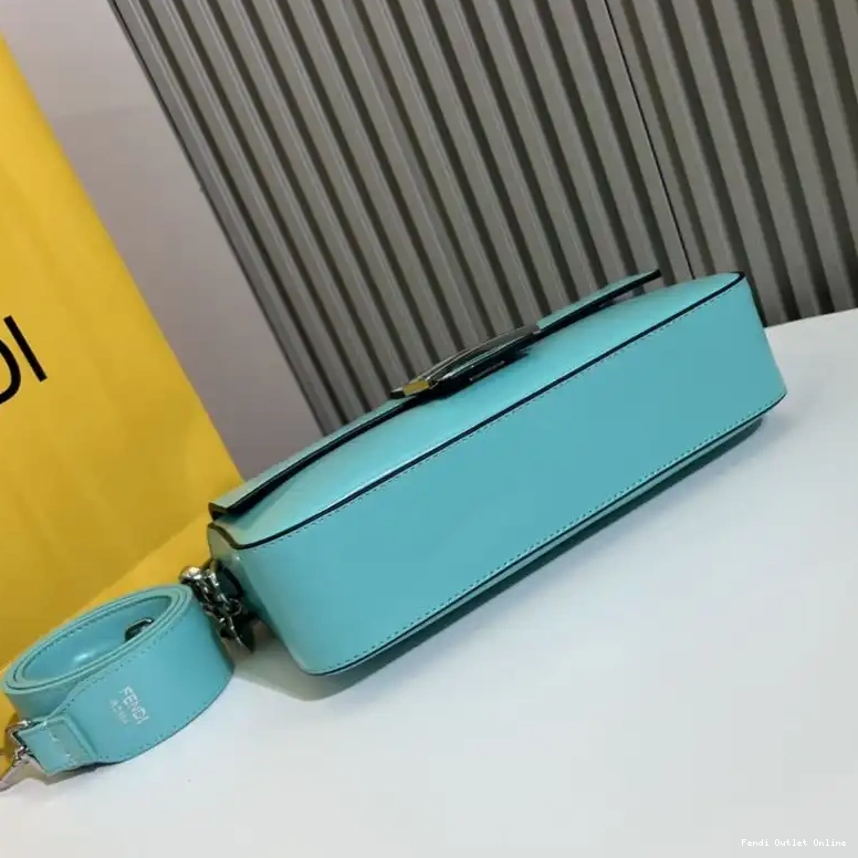 Affordable Fendi Leather Bag Smooth Medium Blue Baguette Tiffany In 0706